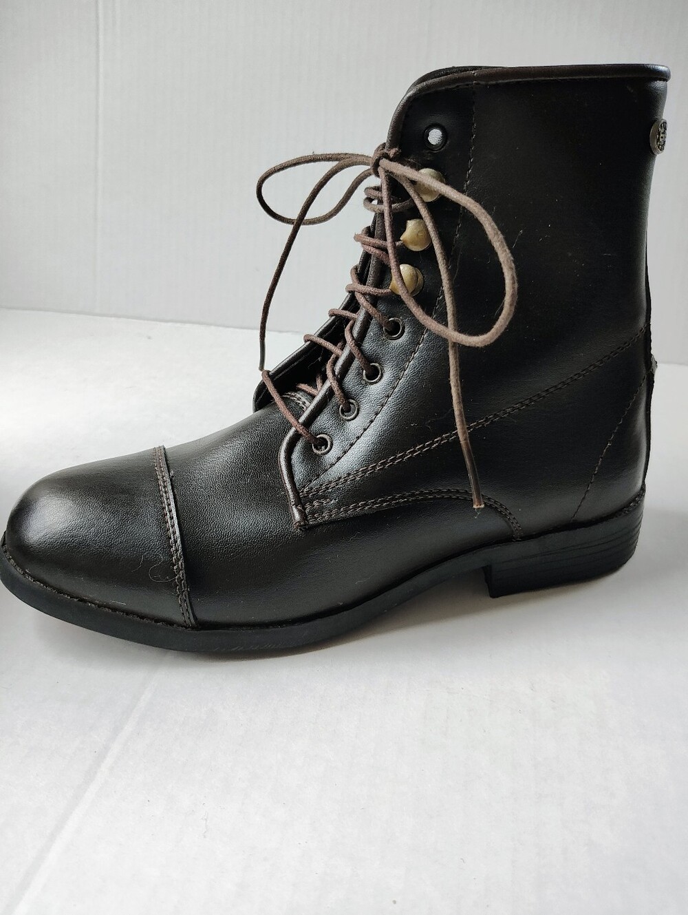 Equistar Brown Vegan Leather Lace-up Paddock Boots Sz 6.5